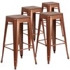Flash Furniture Backless Copper Barstool with Square Wood Seat, 30" High 4-ET-BT3503-30-POC-WD-GG